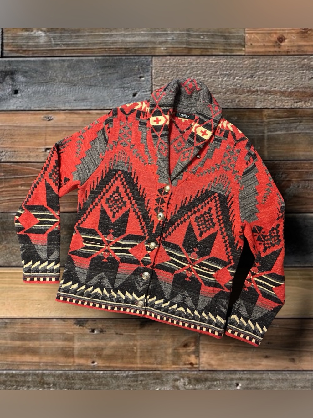 💥🔥💥RALPH LAUREN 100% KNIT COTTON WESTERN SWEATER- WOMEN’S SIZE LARGE